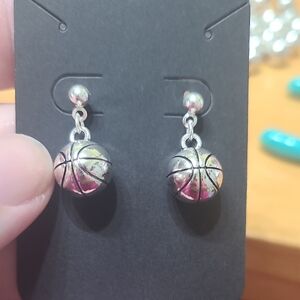 Silver Basketball Earrings